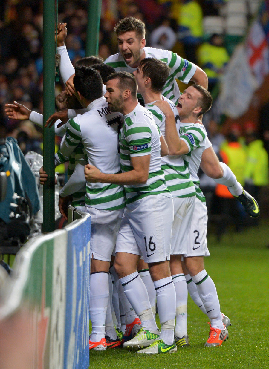 Celtic celebrate Tony Watt's goal