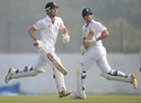 Nick Compton and Alastair Cook run during their 166-run stand