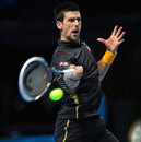 Novak Djokovic  swings at a forehand