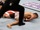 Rich Franklin lays on the canvas after being knocked out by Cung Le