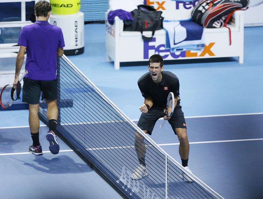 Novak Djokovic roars with delight after beating Roger Federer
