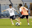 Lionel Messi takes part in training