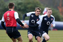 Toby Flood and Chris Ashton take part in a training drill