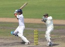 Alastair Cook plays the ball off the back foot