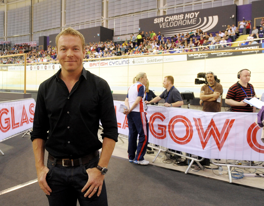 Sir Chris Hoy at the velodrome that carries his name