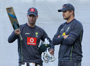 Shane Watson and Michael Clarke talk at Australia's training session