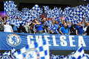 Chelsea fans show their support in the stands before the game