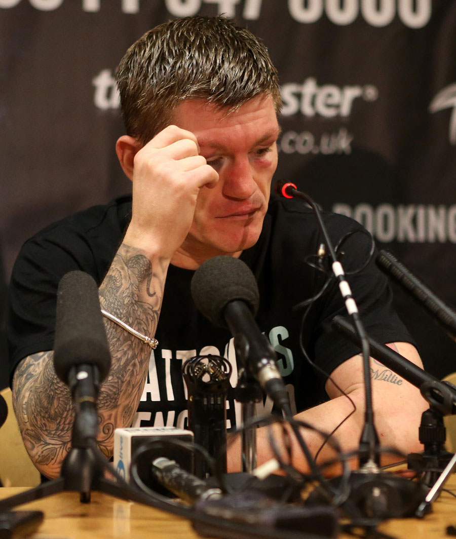 Ricky Hatton speaks to the media to announce his retirement