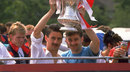 Ian Rush and John Aldridge hold the FA Cup trophy aloft