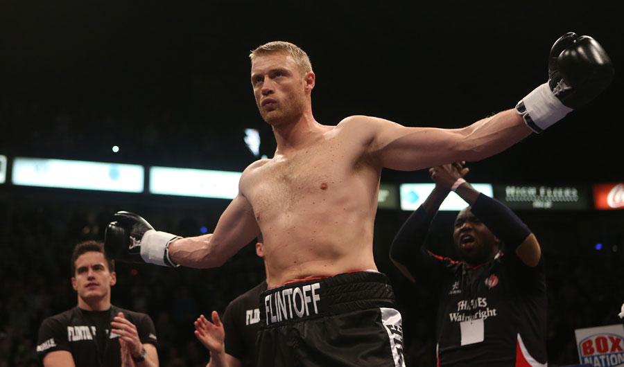 Andrew Flintoff looks mean ahead of his bout