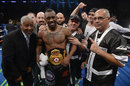 Austin Trout poses with his new WBA superwelterweight belt