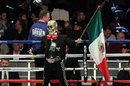 A skeleton waves a Mexican flag