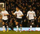 Steve Sidwell celebrates his goal which ended Fulham's run of five hours of football without scoring