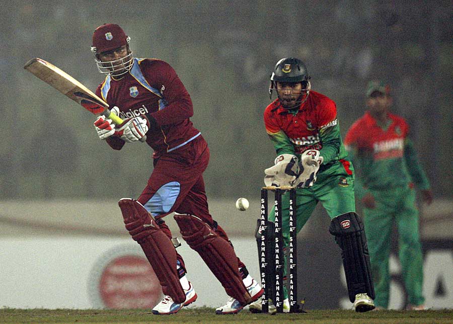 Marlon Samuels drives one through the on side