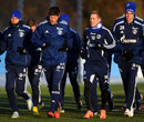 Klaas-Jan Huntelaar trains with his Schalke team-mates