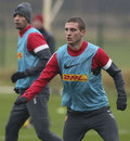 Nemanja Vidic takes part in a first team training session
