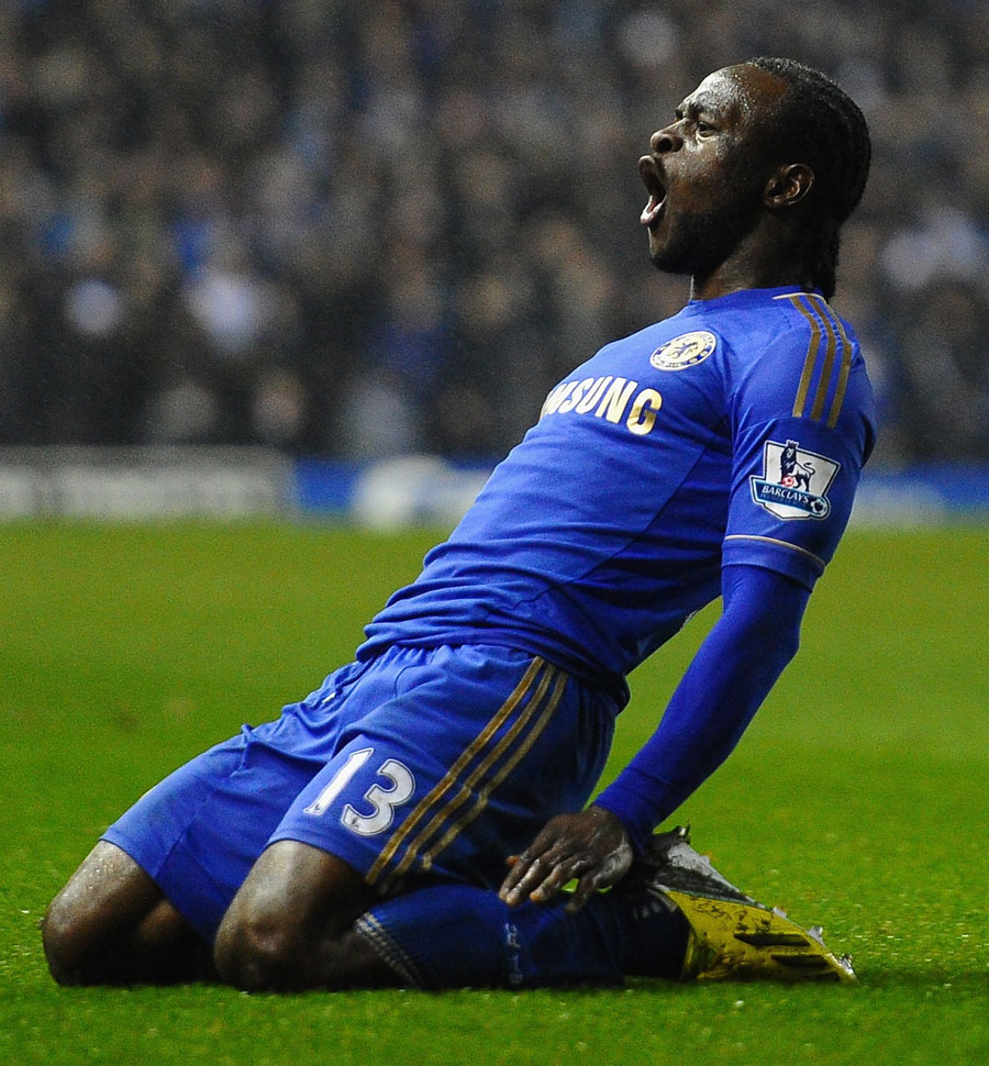 Victor Moses celebrates scoring his side's third goal