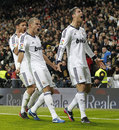 Cristiano Ronaldo, Pepe and Xabi Alonso celebrate