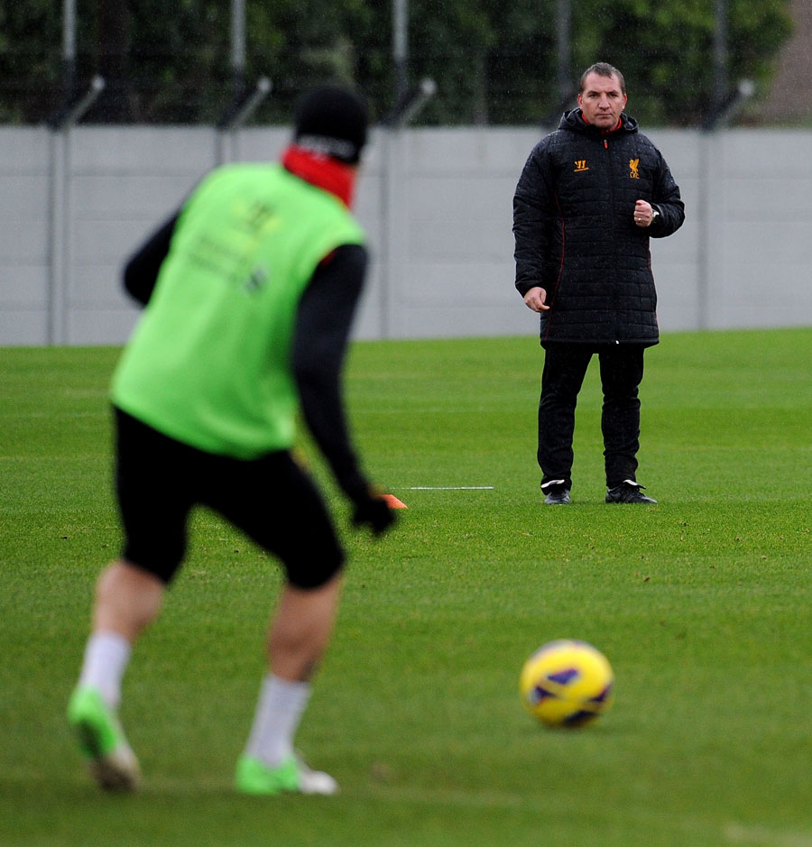 Brendan Rodgers keeps an eye on training