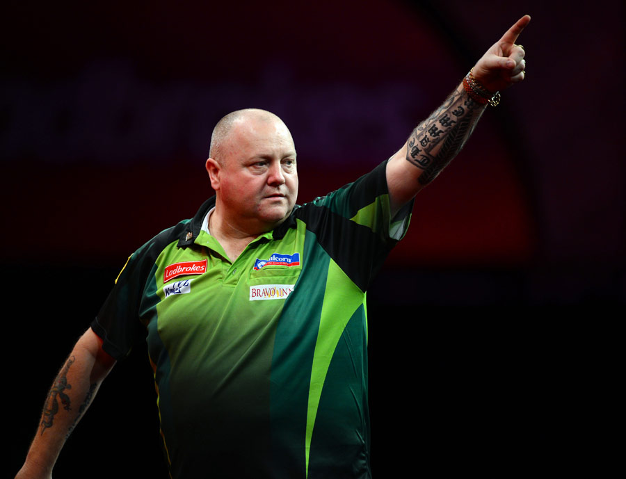 Andy Hamilton gestures to the crowd