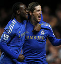 Fernando Torres, right, celebrates his goal with Victor Moses