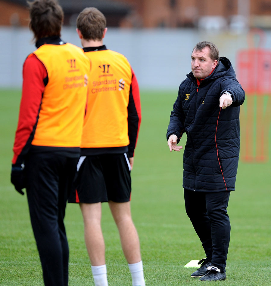 Brendan Rodgers leads a Liverpool training session