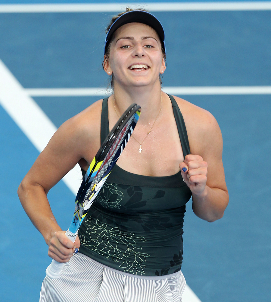 Ksenia Pervak celebrates her unlikely win