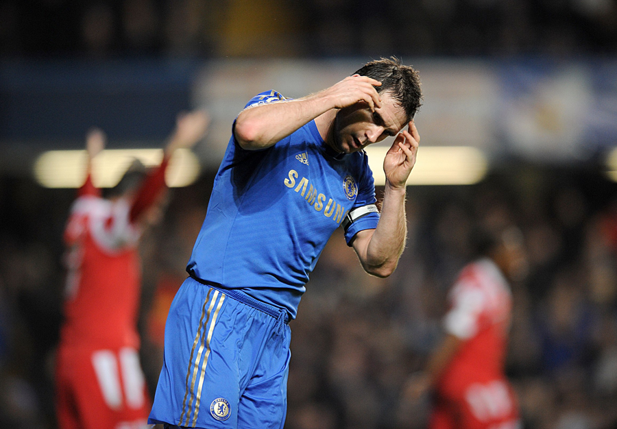 Frank Lampard reacts in anguish