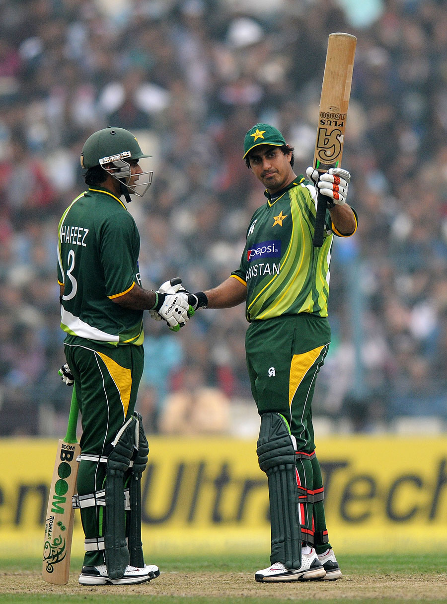Nasir Jamshed celebrates a second successive ton in the series