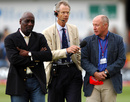 Viv Richards, Christopher Martin-Jenkins and Vic Marks on the field