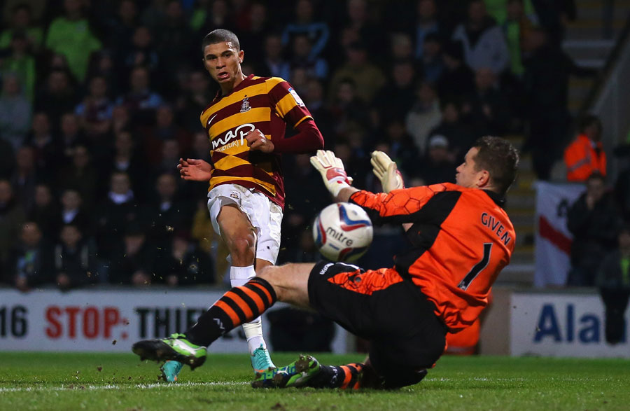 Nahki Wells scores the opening goal past Shay Given