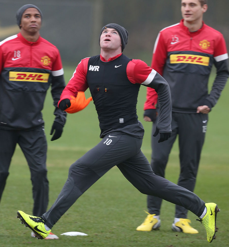 Wayne Rooney takes part in a training session