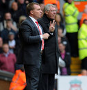 Brendan Rodgers and Sir Alex Ferguson instruct their troops