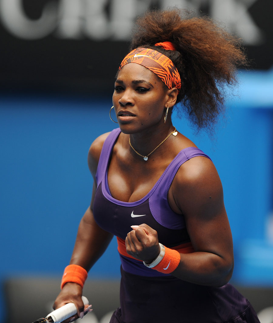 Serena Williams clenches her fist