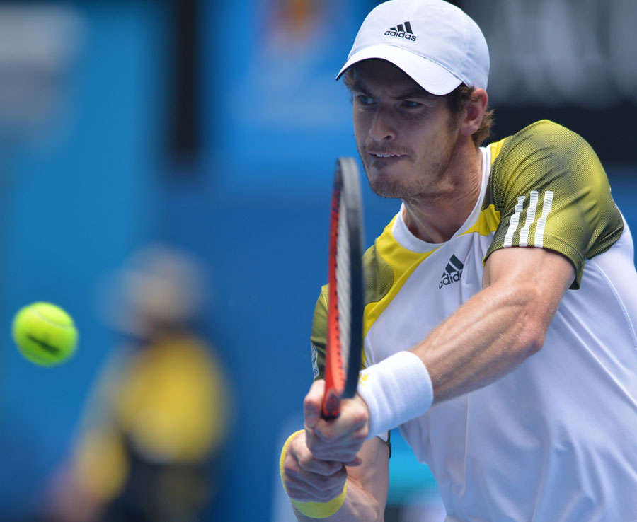 Andy Murray lines up a backhand