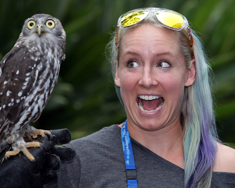 Bethanie Mattek-Sands poses with an owl