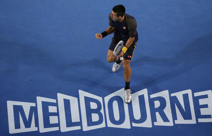 Novak Djokovic lets out a roar of delight