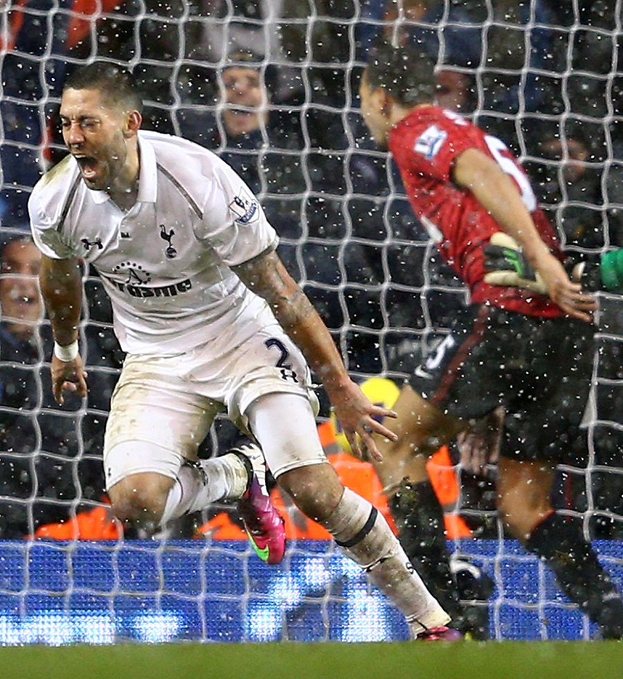 Clint Dempsey celebrates a late equaliser