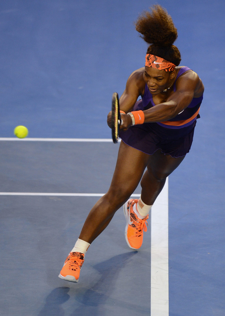 Serena Williams cracks a backhand