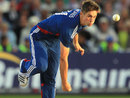 Chris Woakes releases the ball