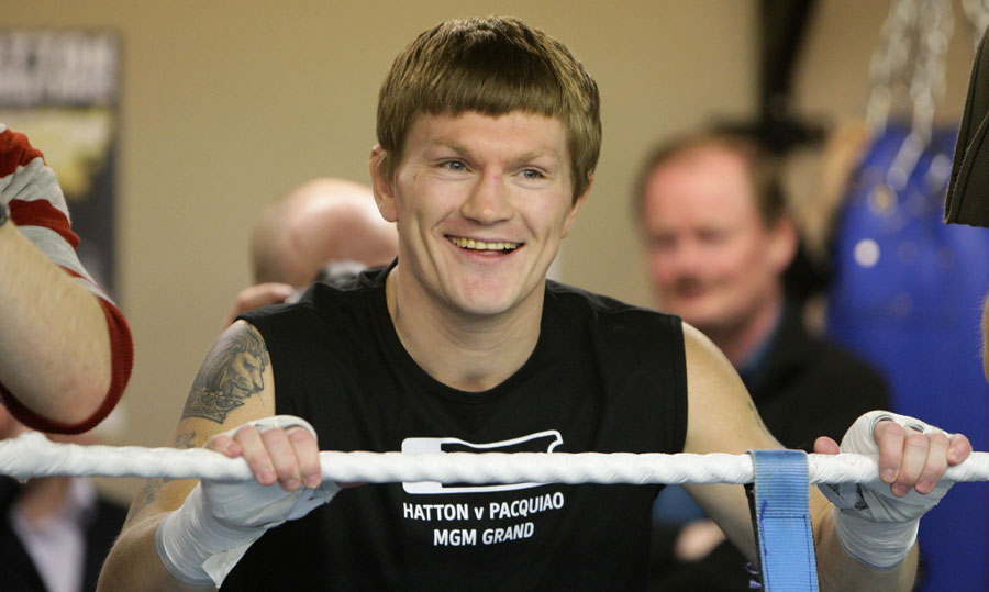 Ricky Hatton trains during a media workout