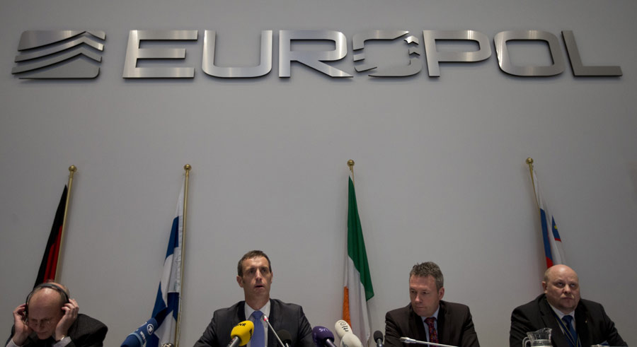 Rob Wainwright of Europol addresses the media