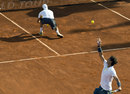 Rafael Nadal sets up for a serve