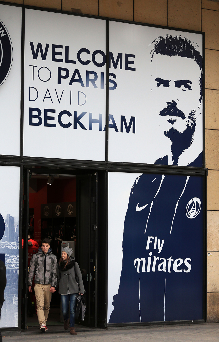 The David Beckham-themed entrance to the PSG club shop