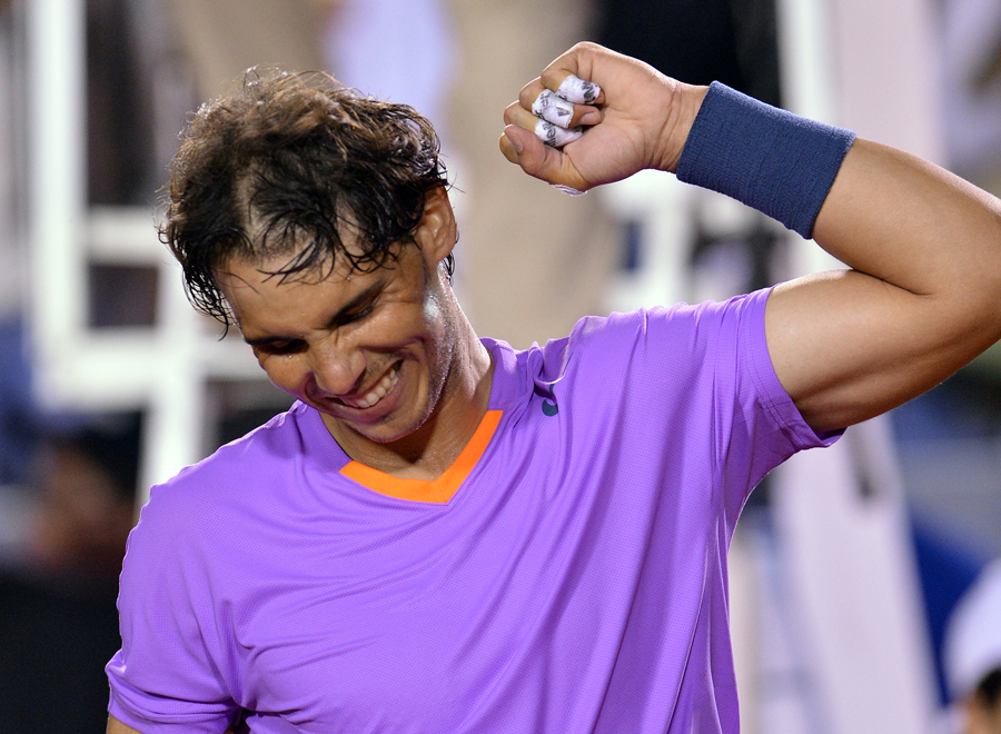 Rafael Nadal celebrates reaching the final