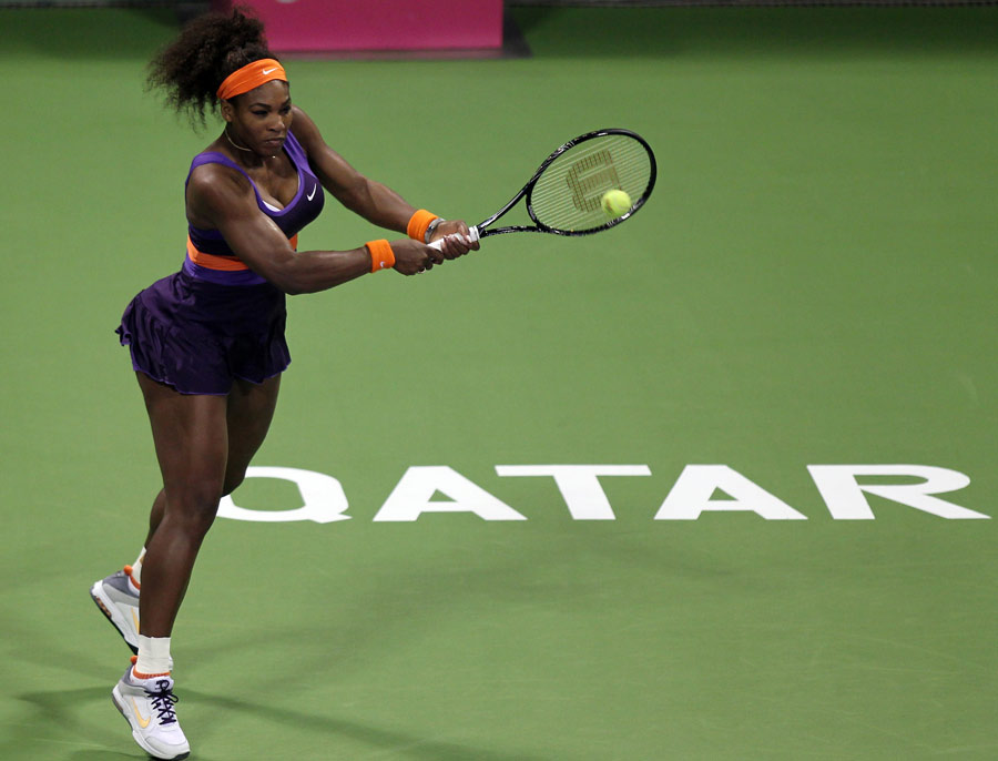 Serena Williams cracks a backhand