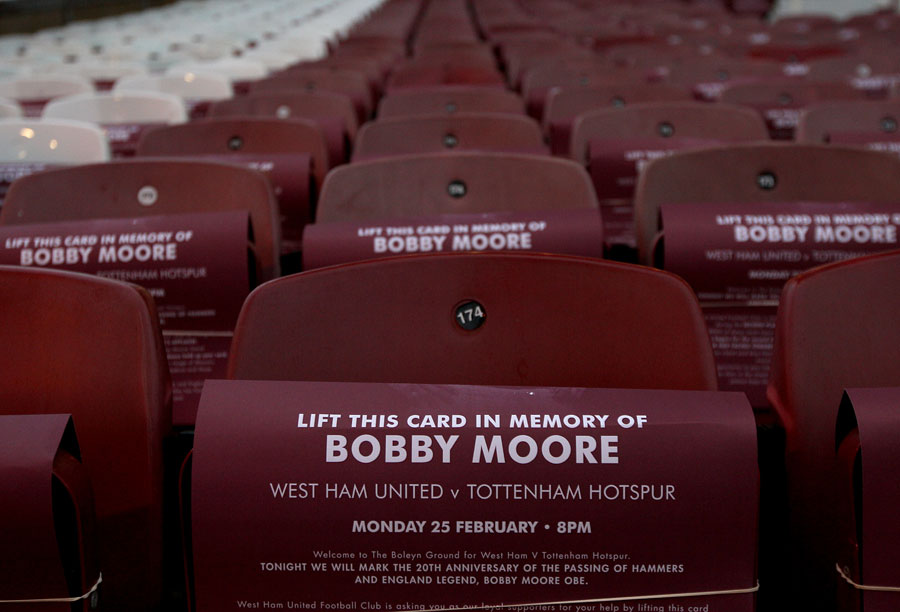 Cards for fans to mark the the 20th anniversary of the death of Bobby Moore