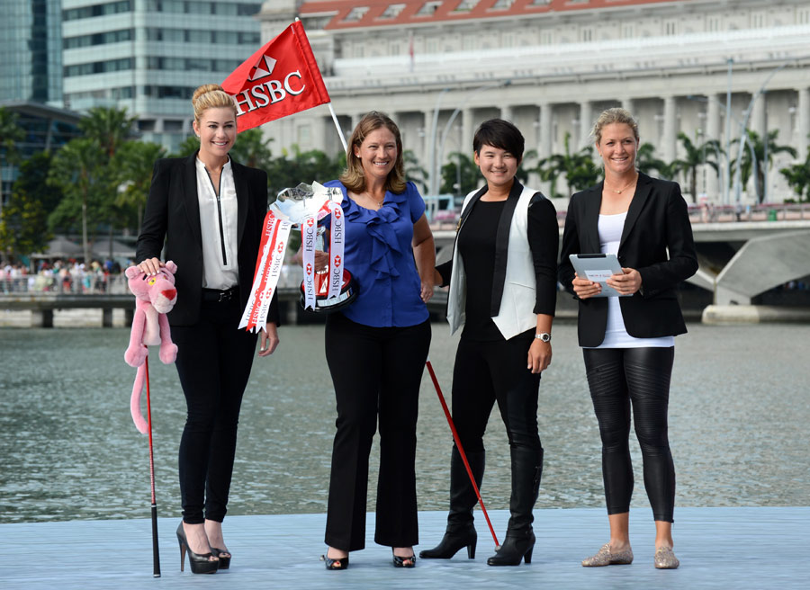 Paula Creamer, Angela Stanford, Yani Tseng and Suzann Pettersen pose with trophy