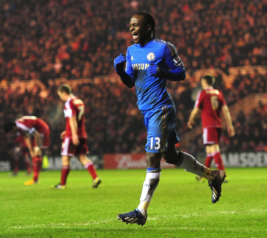Victor Moses celebrates his clincher