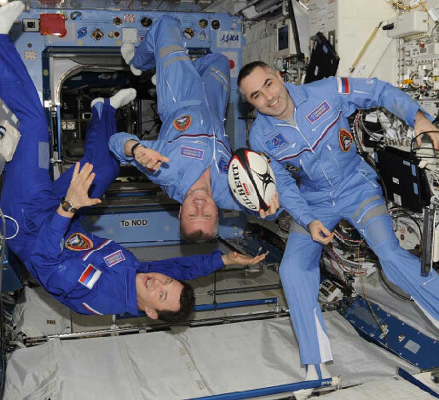 Russians on the International Space Station help promote the 2013 Rugby World Cup Sevens
